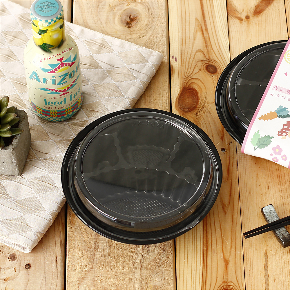 塑膠圓型便當盒 四分格 650ml 23號