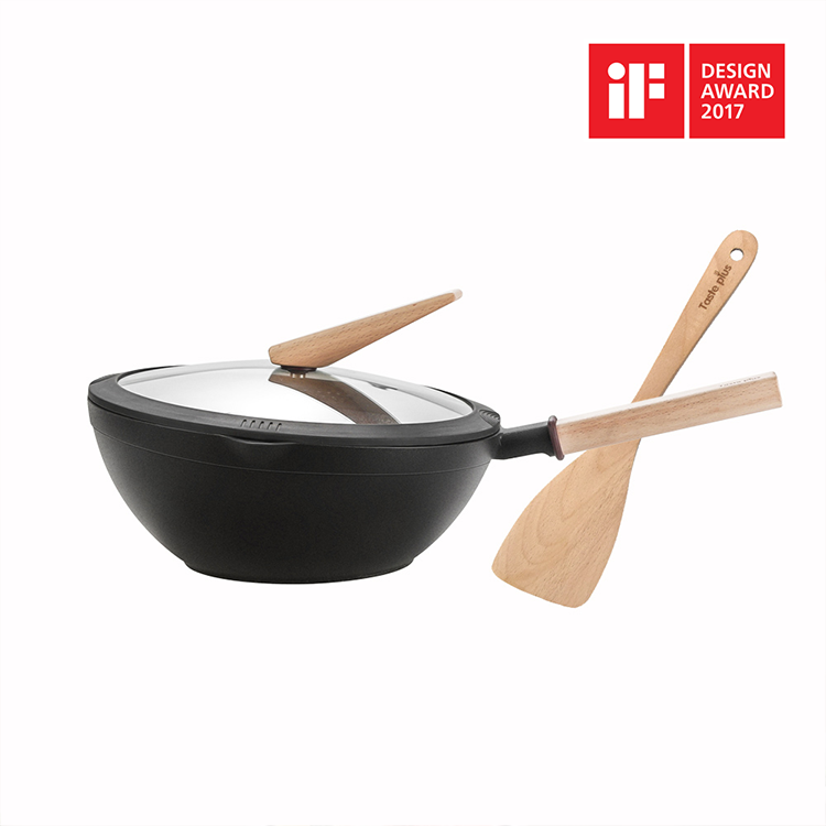 悅味 | 元木鑽石級 內外不沾 平底炒鍋（贈原廠鍋蓋+木鏟）
