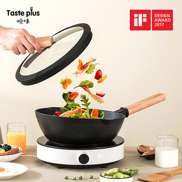 悅味 | 元木鑽石級 內外不沾鍋 平底煎鍋（贈原廠鍋蓋+木鏟）