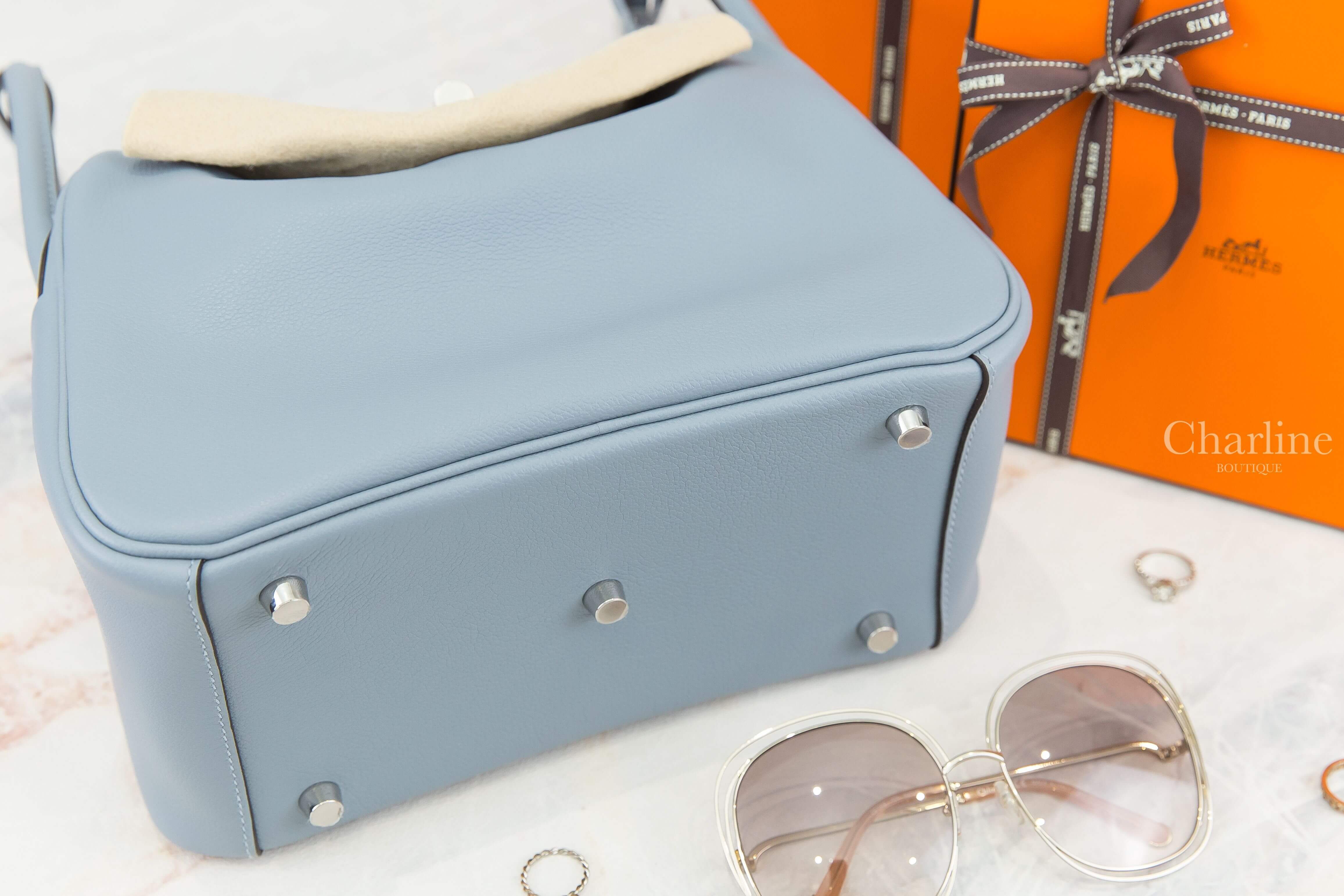 Hermès Lindy 26cm J7 Bleu Lin Evercolor U刻亞麻藍銀釦-Charline Boutique 精品代購