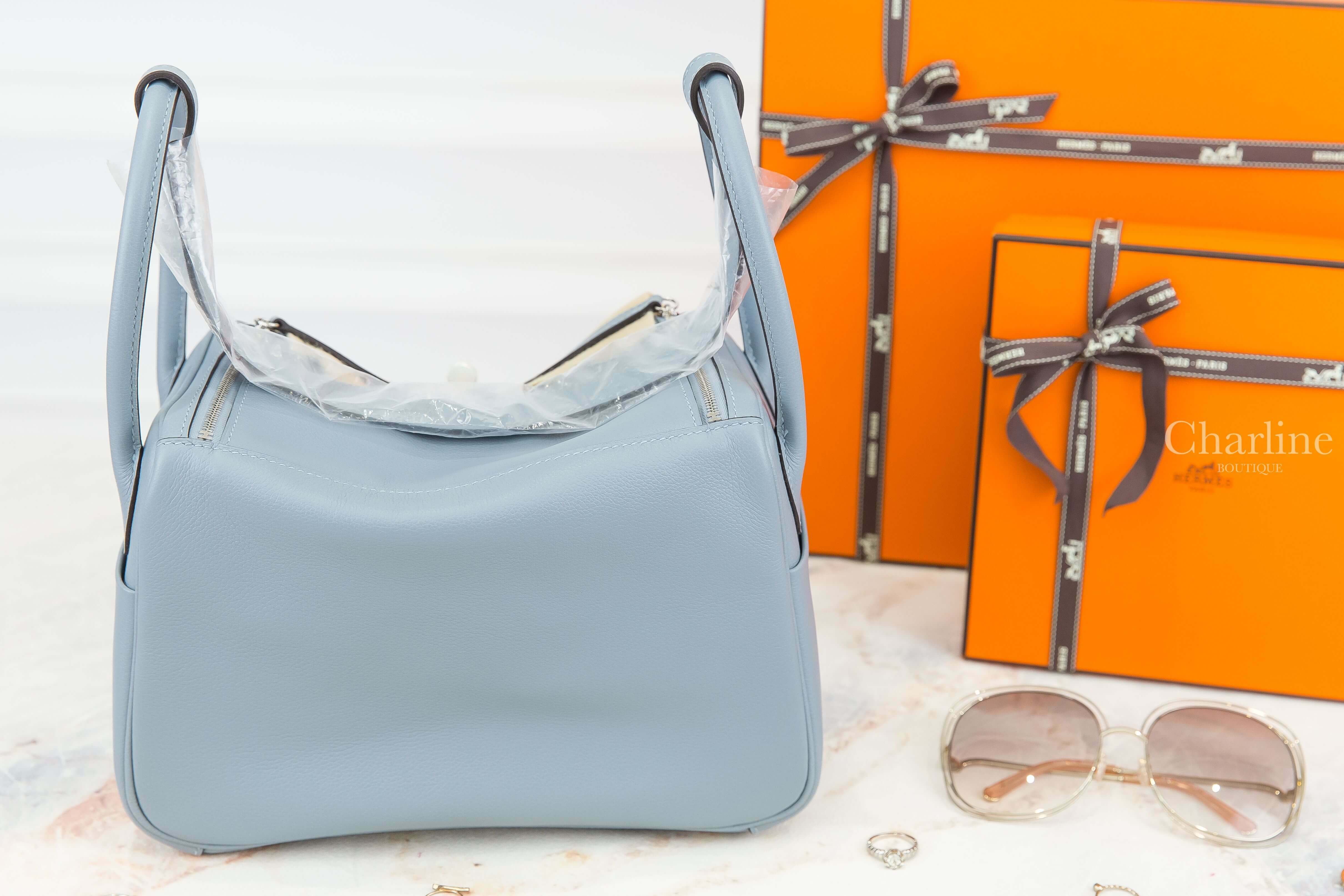 Hermès Lindy 26cm J7 Bleu Lin Evercolor U刻亞麻藍銀釦-Charline Boutique 精品代購