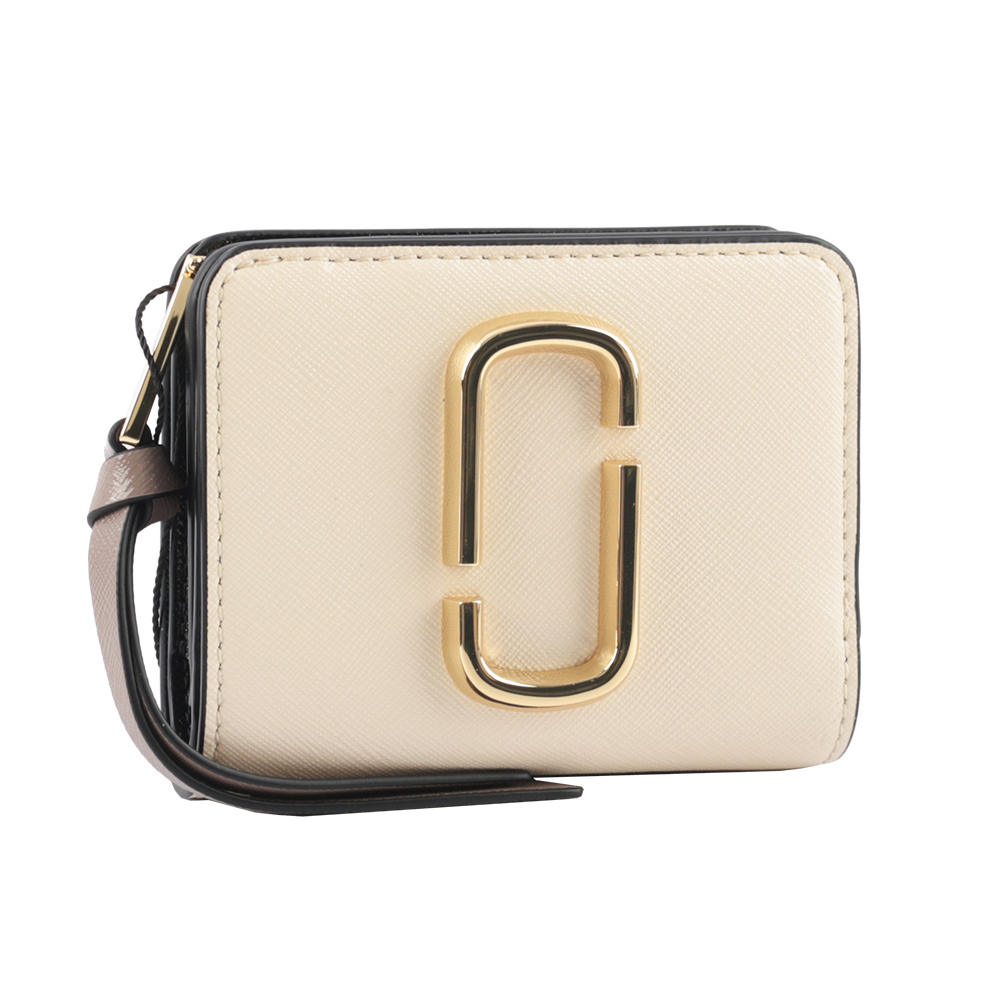 【MARC JACOBS】THE SNAPSHOT防刮牛皮撞色短夾(天空白/黑色)