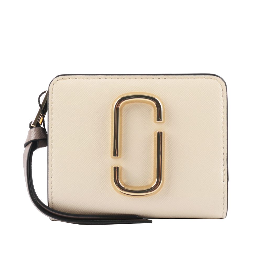 【MARC JACOBS】THE SNAPSHOT防刮牛皮撞色短夾(天空白/黑色)