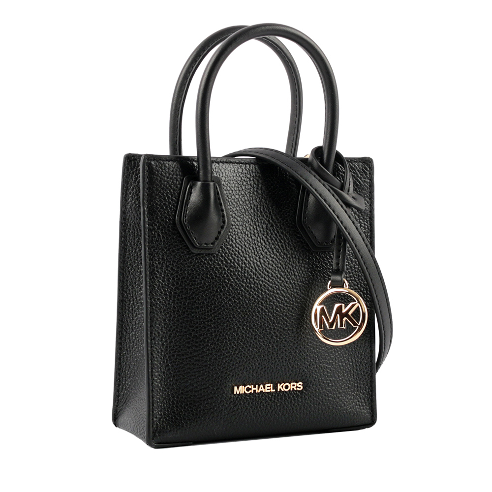 【Michael Kors】Mercer 荔枝皮革手提/斜背二用迷你琴譜包(黑色)