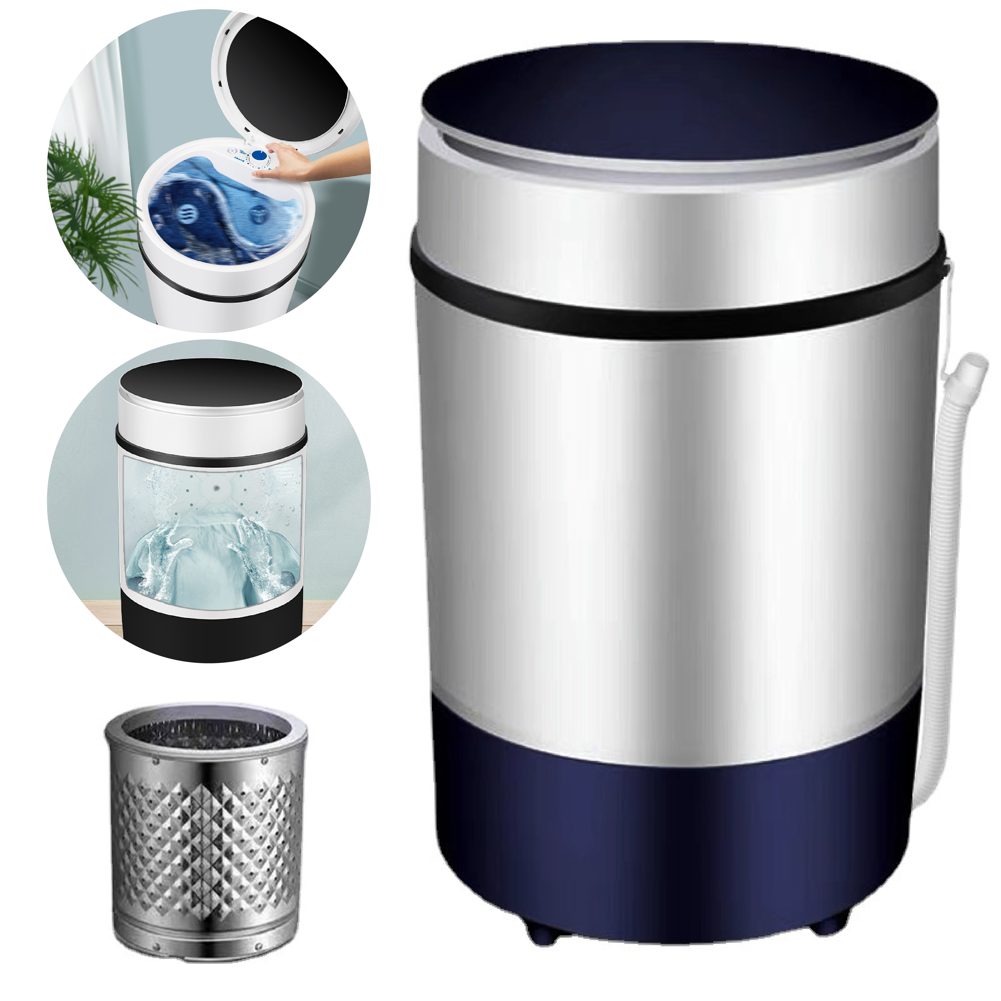 「迷你靜音頂開蓋」圓桶洗瀝兩用洗衣機│洗衣 x 洗鞋 x 洗滌 x 瀝水│【解決少衫手洗麻煩 又未必乾淨既情況】