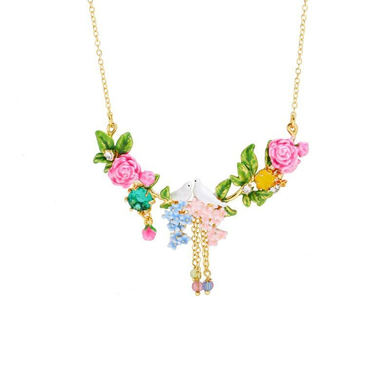 #浪漫白鸽花朵NECKLACE  #小鸟花苞 女法式 优雅气质    CDFLL3490-Q403