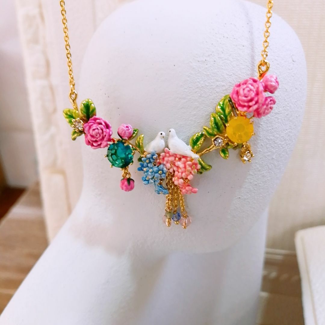 #浪漫白鸽花朵NECKLACE  #小鸟花苞 女法式 优雅气质    CDFLL3490-Q403