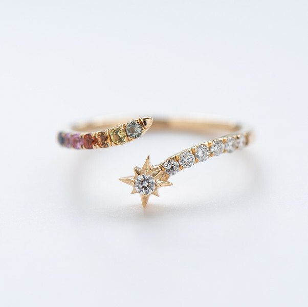 18K Star Light Open Diamond Ring (Rainbow Version)