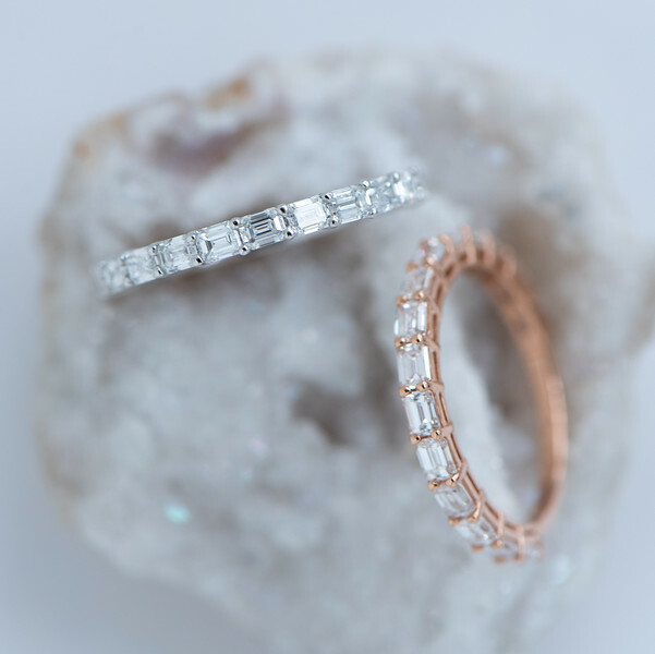 18K 2/3 Emerald Cut Eternity Ring