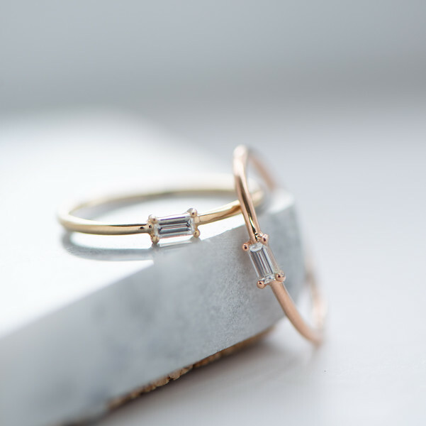 18K 0.10ct Baguette Diamond Ring