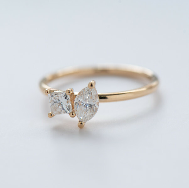 18K  Toi Et Moi Marquise & Princess Diamond Ring