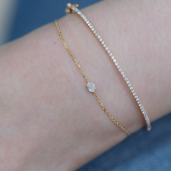 18K 0.10ct Oval Cuba Bracelet (Chain C)