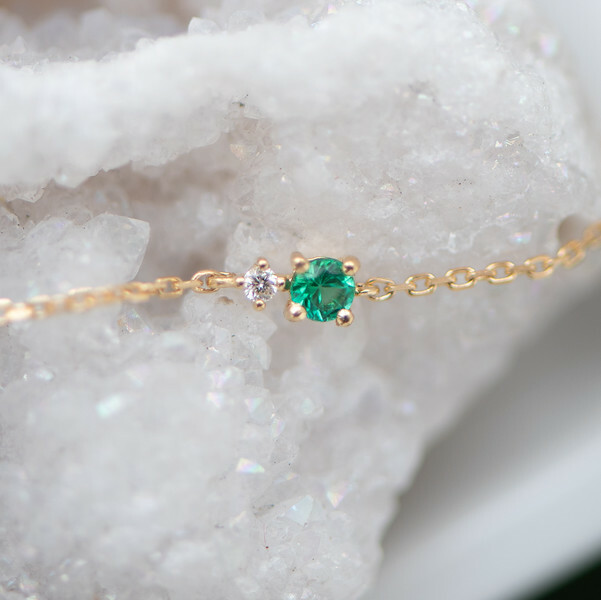 18K Three& A Half Emerald Diamond Bracelet 