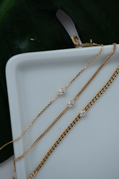 18K 0.10ct Oval Cuba Solid Gold Bracelet (Chain B)