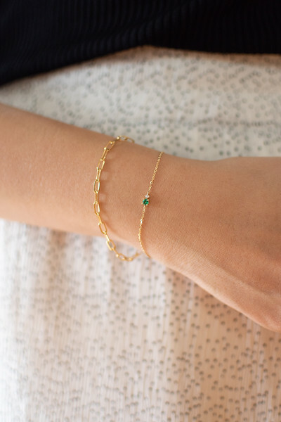 18K Three& A Half Emerald Diamond Bracelet 