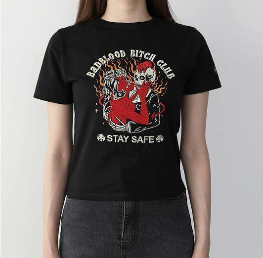 BADBLOOD BBC Skull 16s 1/2 Slim 短袖 黑  w-tee22-013