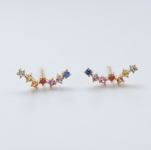 18K Little Rainbow Sapphire Earring