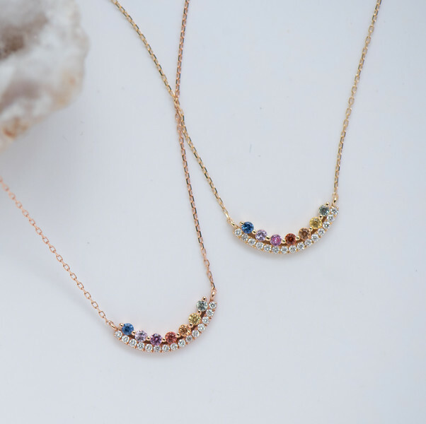 18K Little Rainbow Diamond & SapphireNecklace