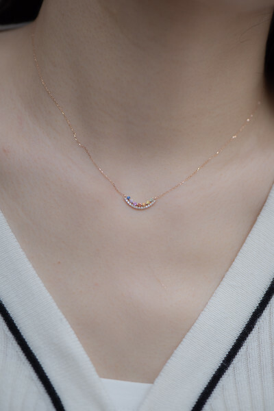 18K Little Rainbow Diamond & SapphireNecklace