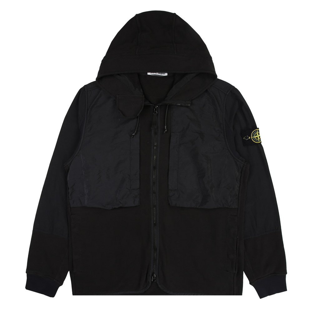 Stone Island 100％純棉 連帽外套 黑色