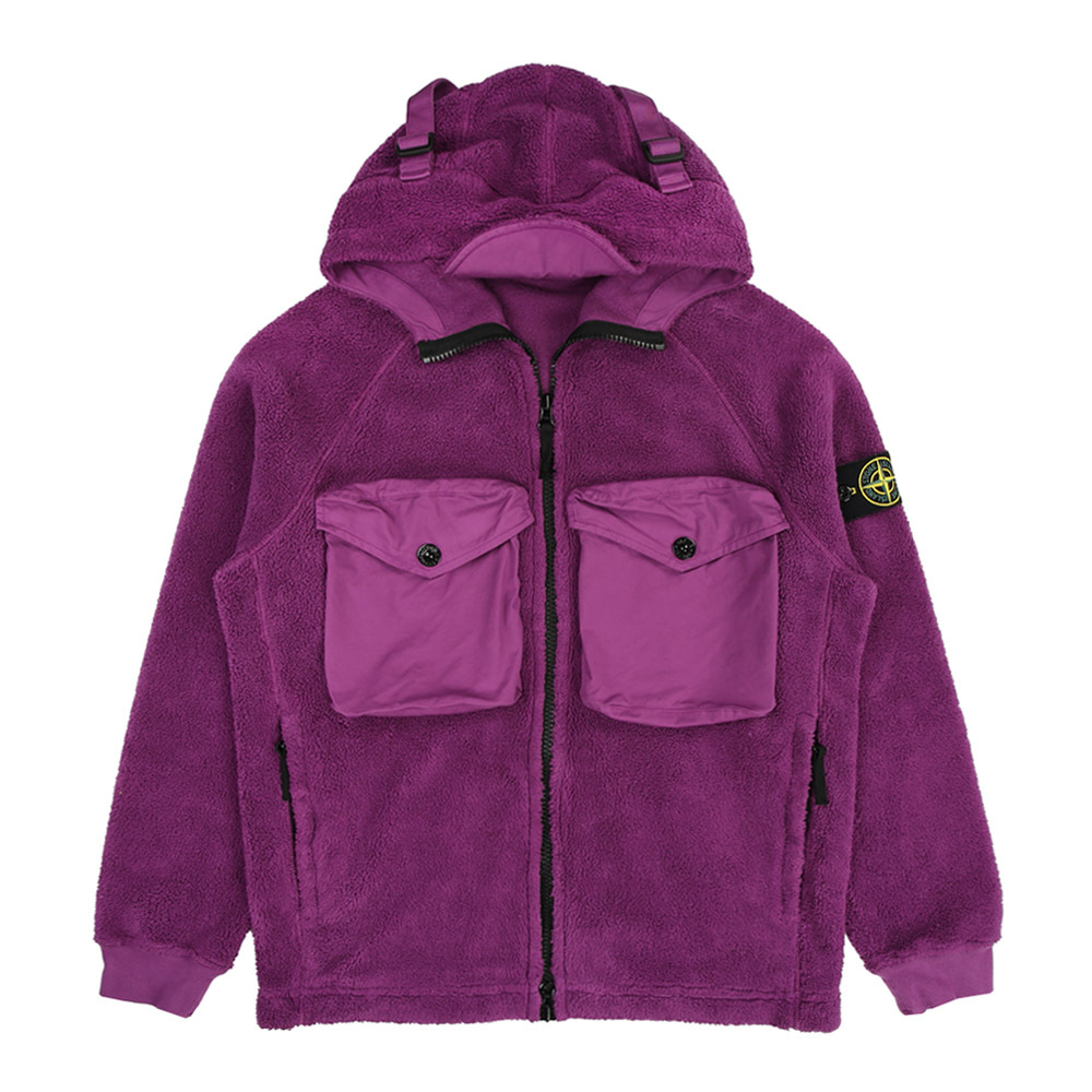 Stone Island 長袖 連帽外套 毛絨 洋紅色