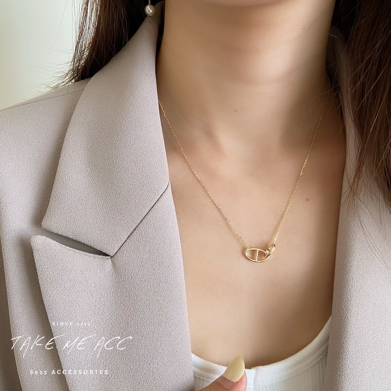 不對稱豬鼻｜純銀項鍊