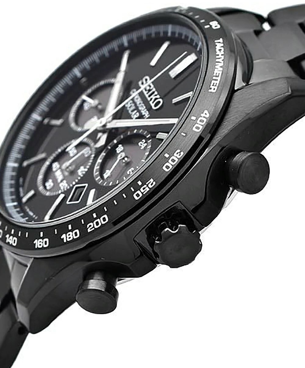 萬年鐘錶 - SEIKO  全黑太陽能三眼計時男錶  SBPY169J1 / V175-0FA0SD  錶徑42.2MM