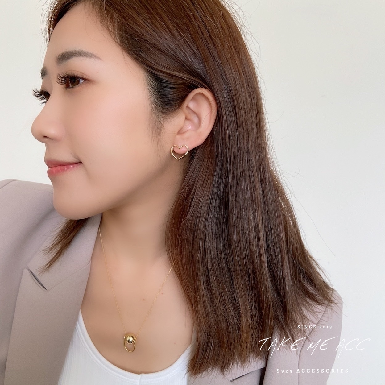 極簡愛心｜純銀針耳環