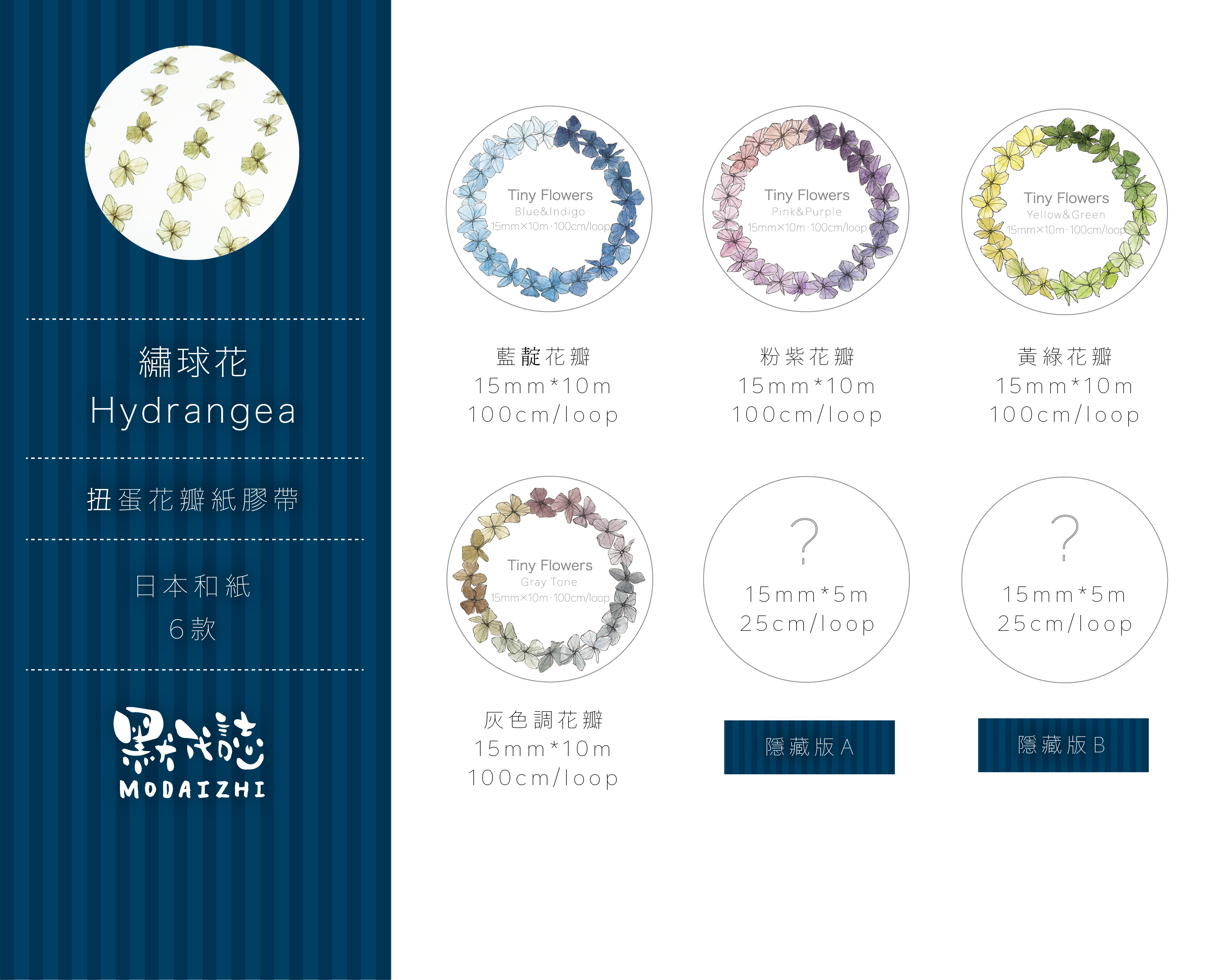 繡球花-扭蛋紙膠帶（隨機出貨）
