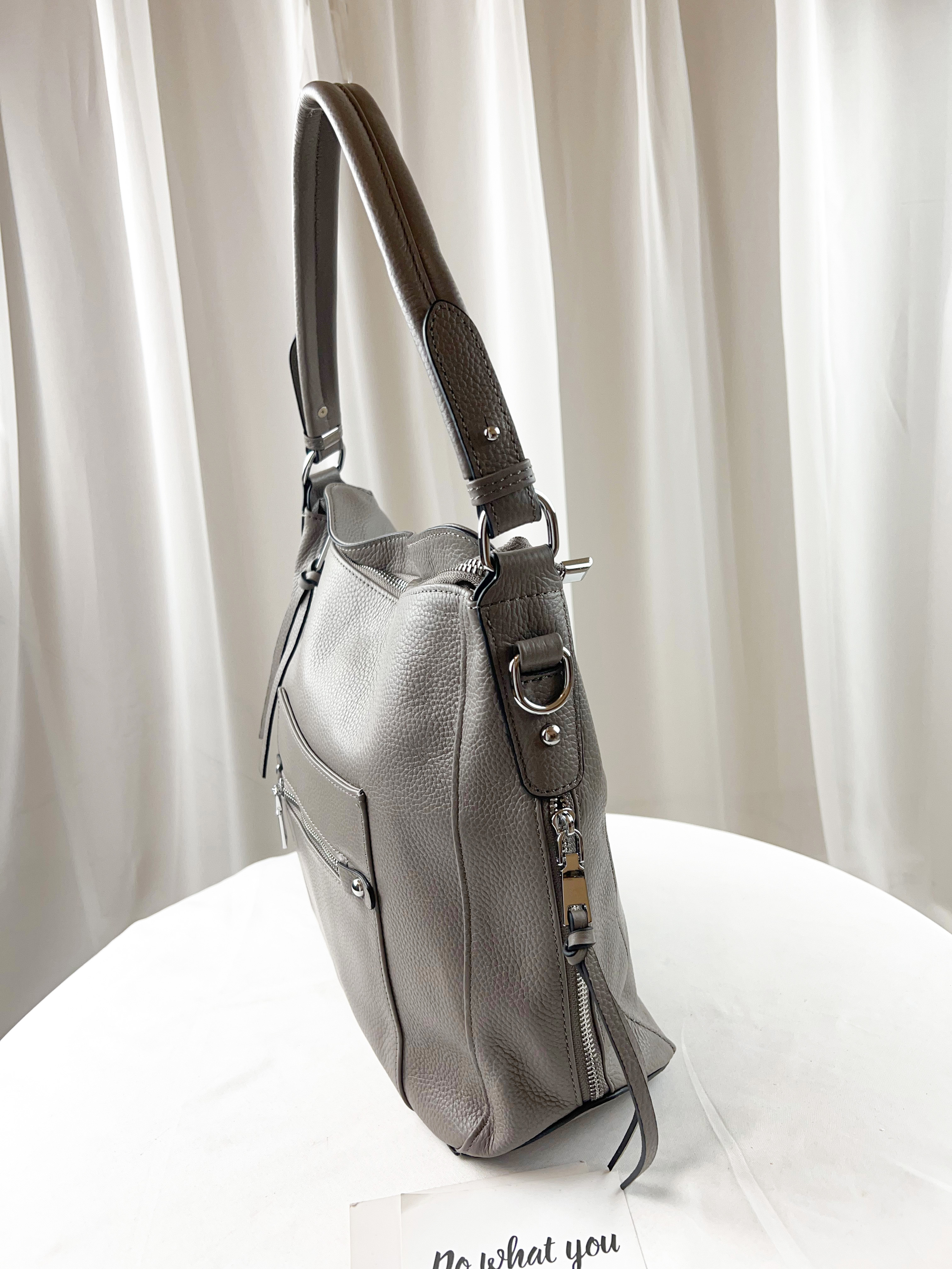 大象灰 真皮牛皮側背包 #SM-21-26