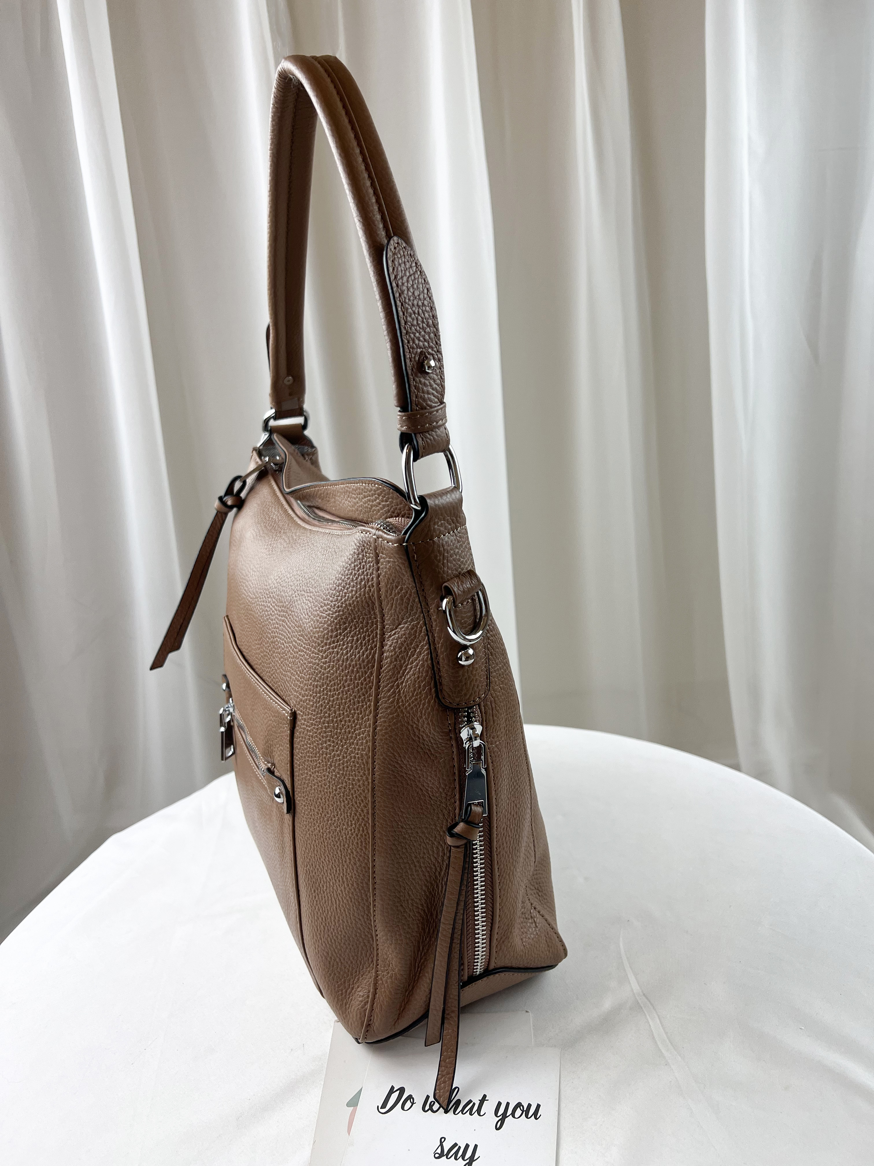 焦糖棕 真皮牛皮側背包 #SM-21-26