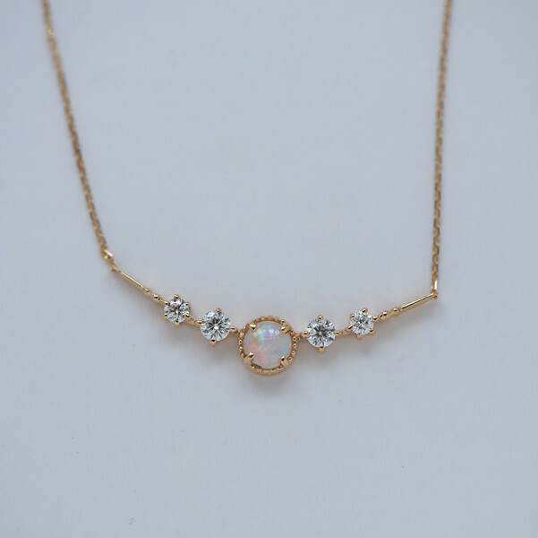 18K Smiley Opal Diamond Necklace