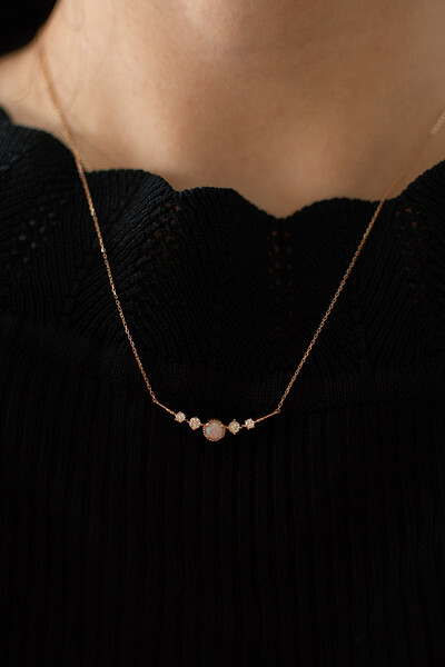 18K Smiley Opal Diamond Necklace