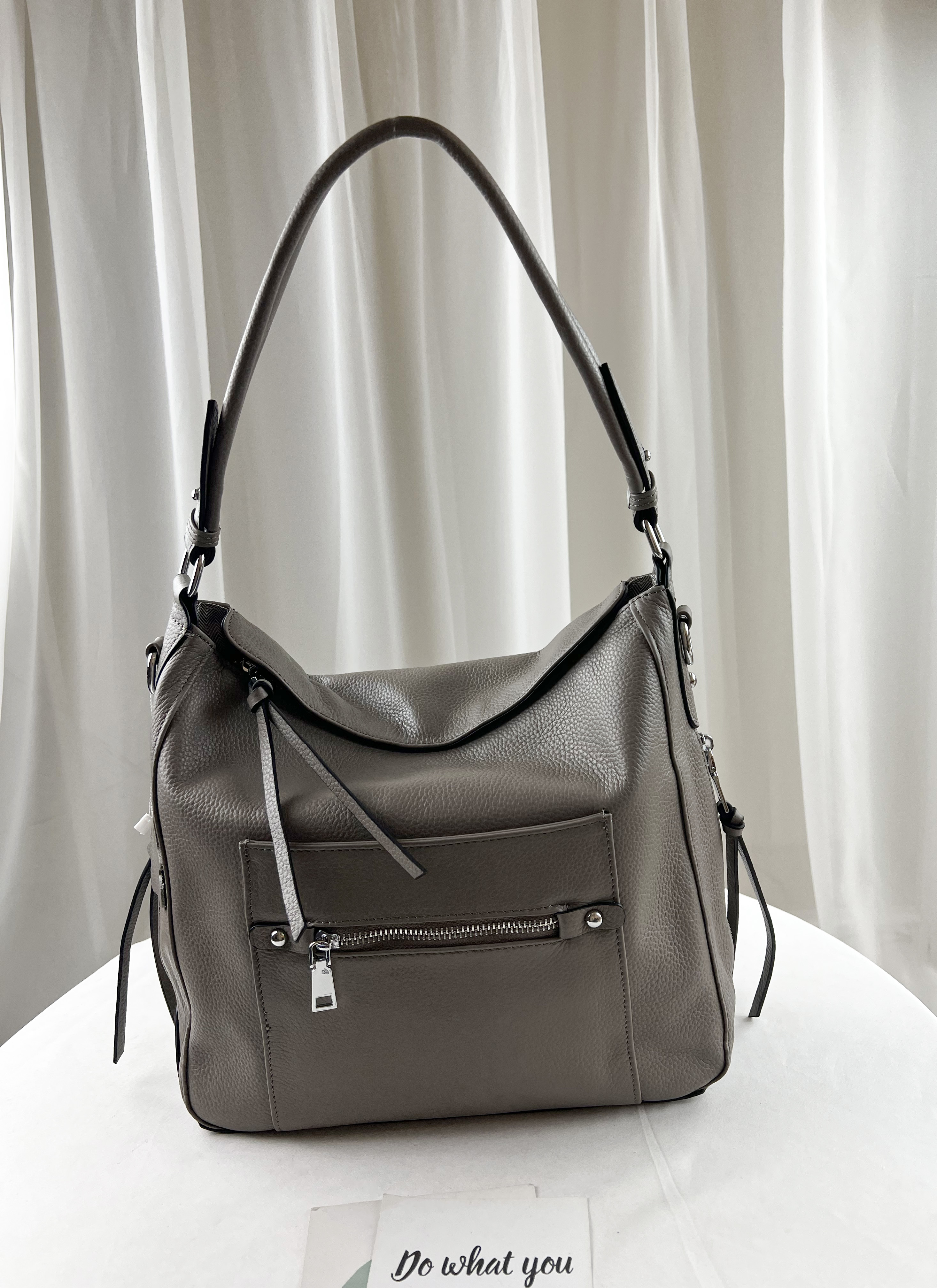 大象灰 真皮牛皮側背包 #SM-21-26