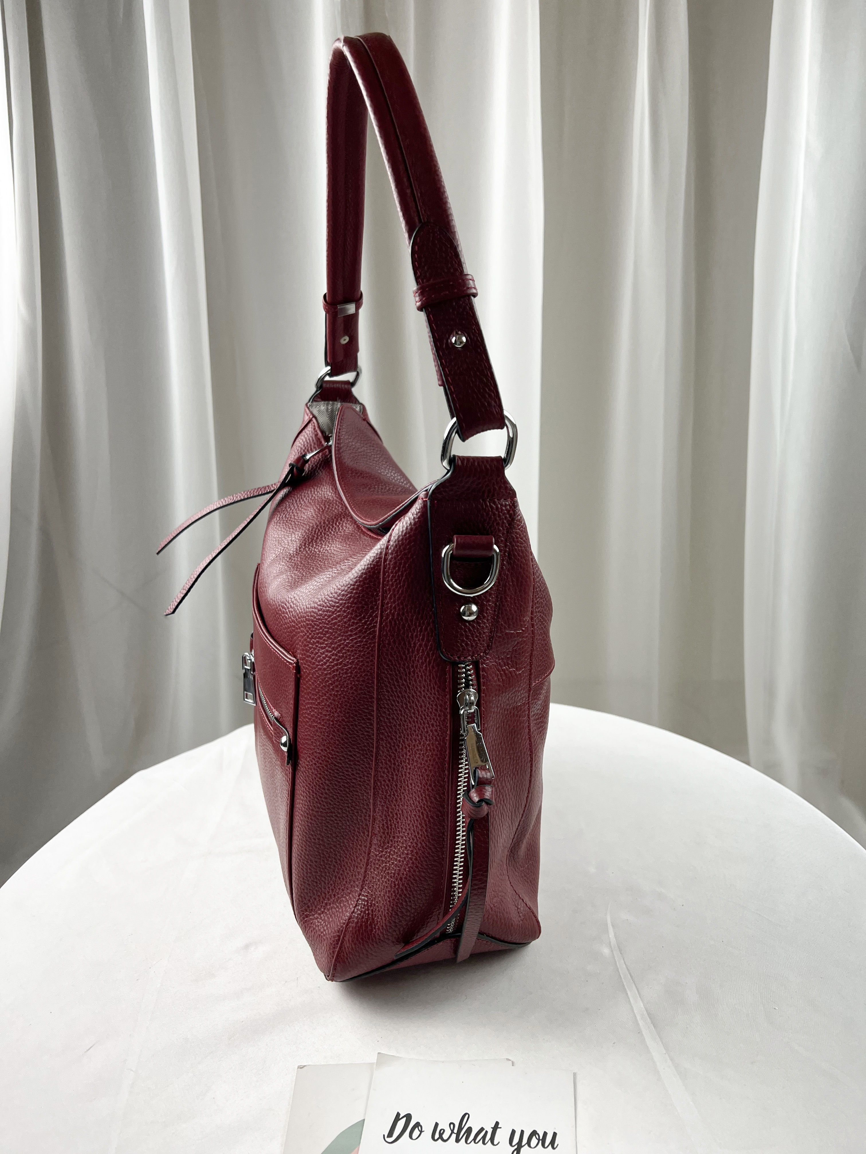 亮酒紅 真皮牛皮側背包 #SM-21-26