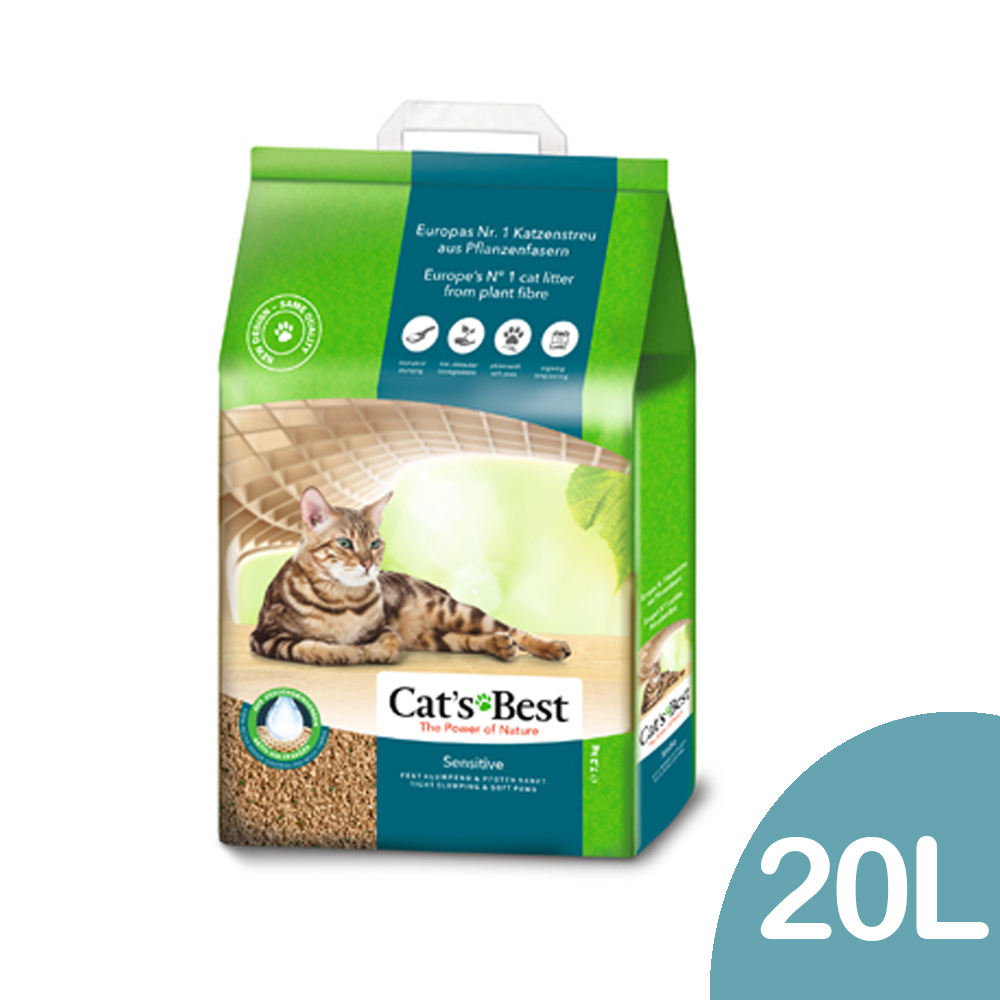 【Cat’s Best德國凱優】黑標凝結木屑砂-強效除臭 20L(7.2KG)