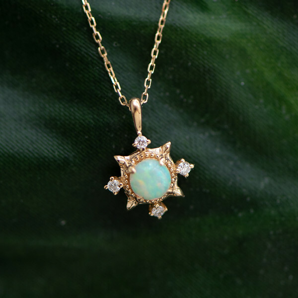 18K Kepel Opal and Diamond Necklace