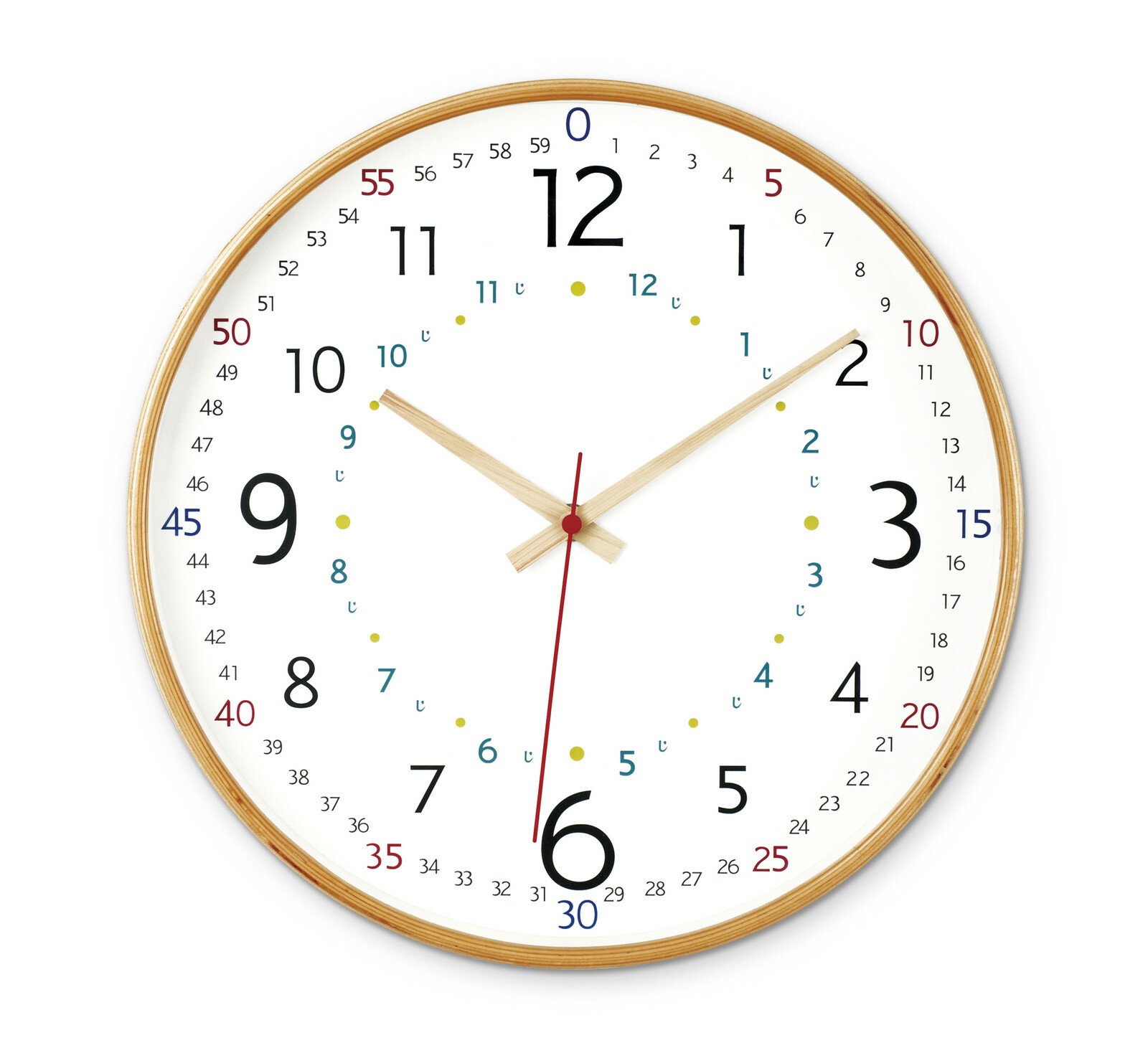 日本 天然木 無聲 兒童知育時鐘 KSB88068 (超取含運)