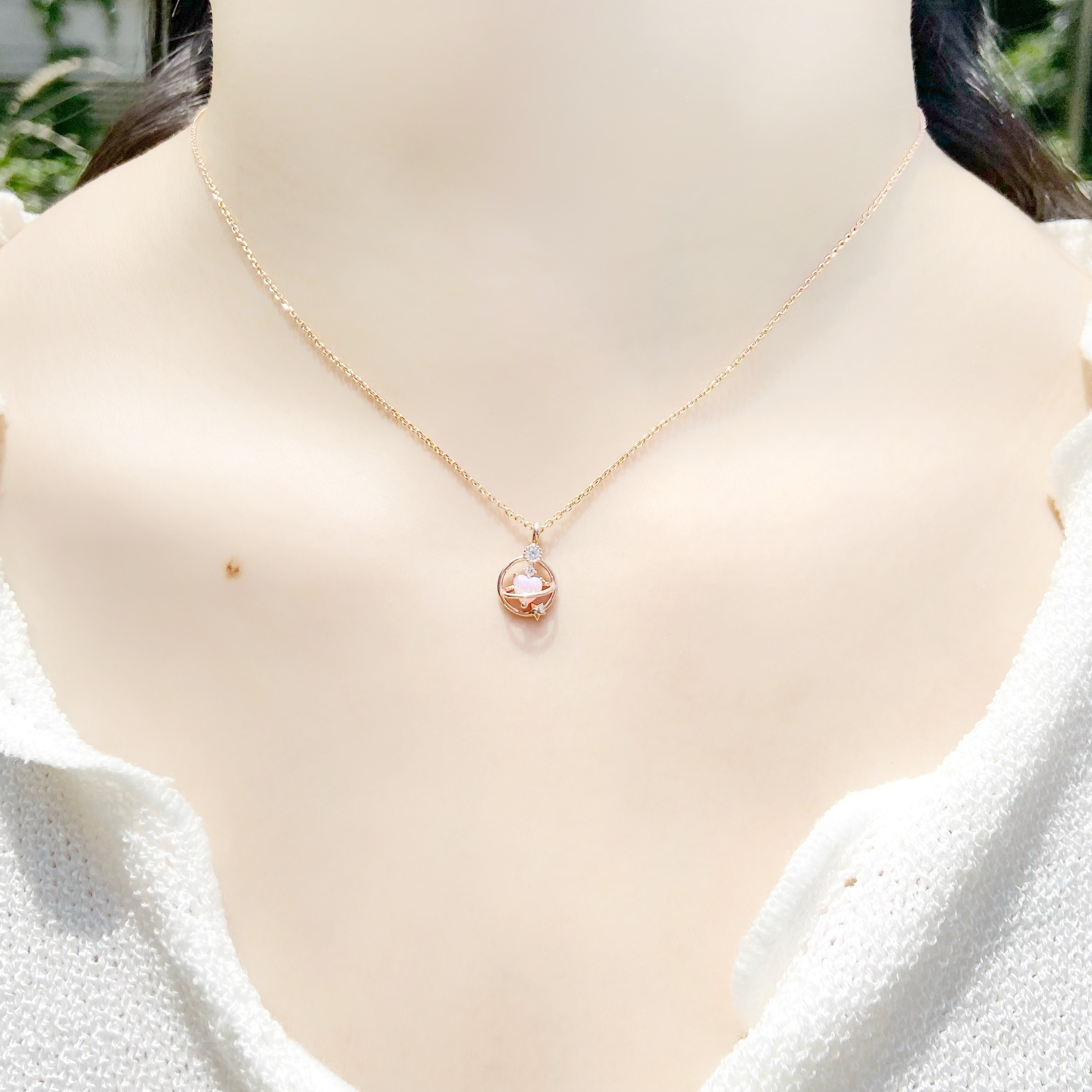 | 925 Silver・ Rose Gold | Love Planet Necklace  | NE0564 |