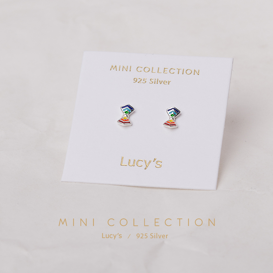 *925純銀〔輕銀系列〕彩虹結 耳環 (100524)