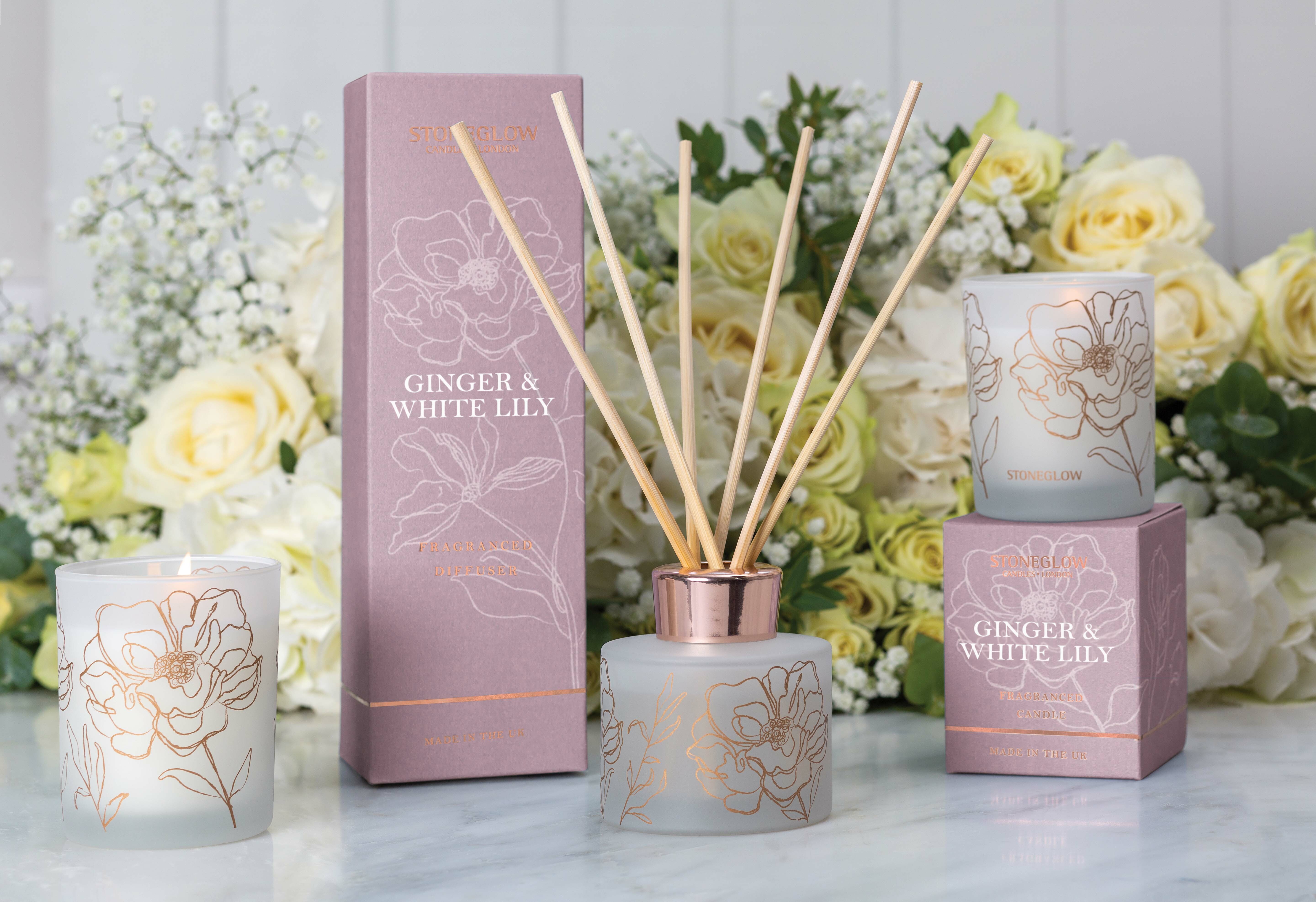 STONEGLOW DAY FLOWER - GINGER & WHITE LILY - REED DIFFUSER 120ML