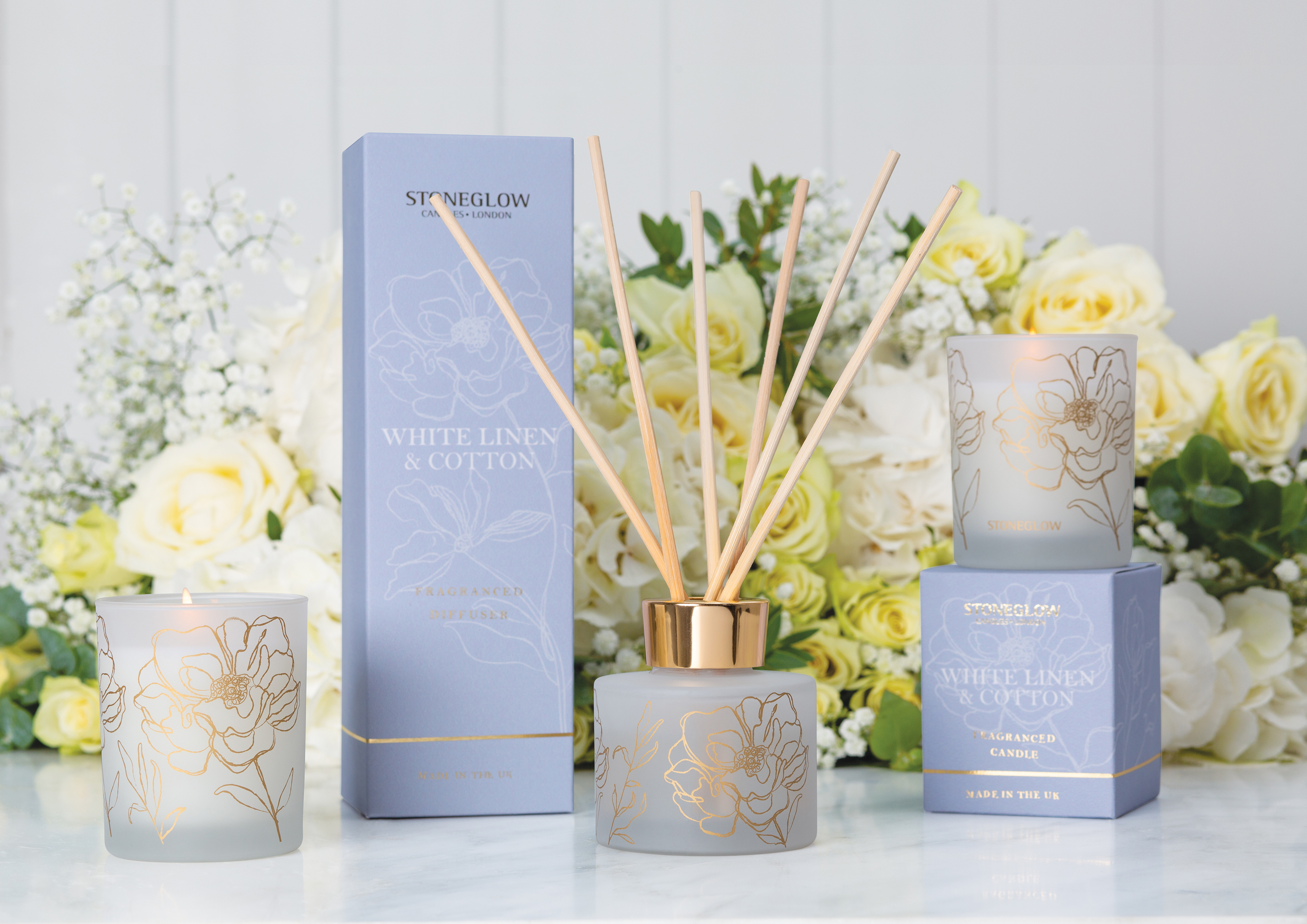 STONEGLOW DAY FLOWER - WHITE LINEN & COTTON - TUMBLER