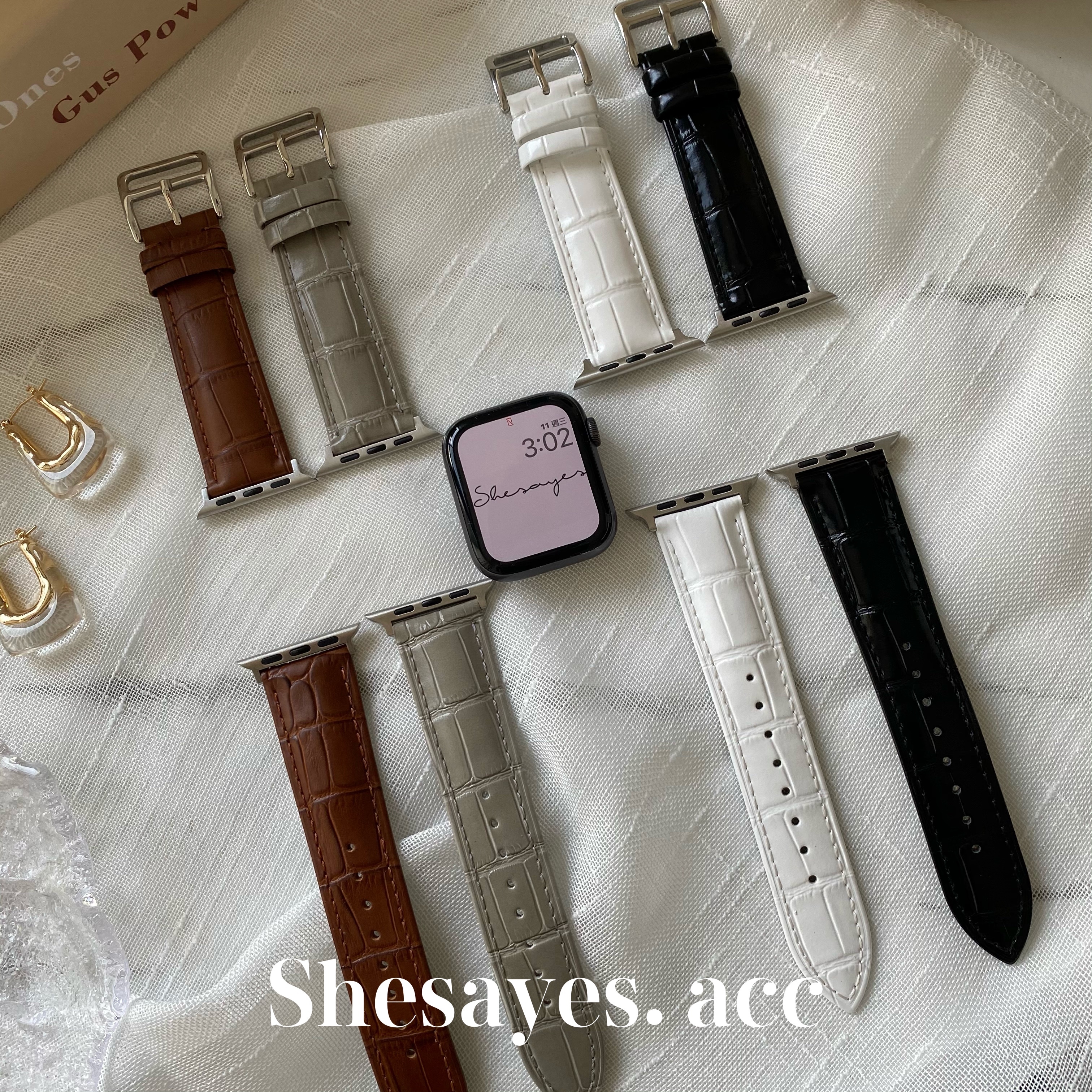 APPLE WATCH鱷魚紋皮革錶帶[四色]