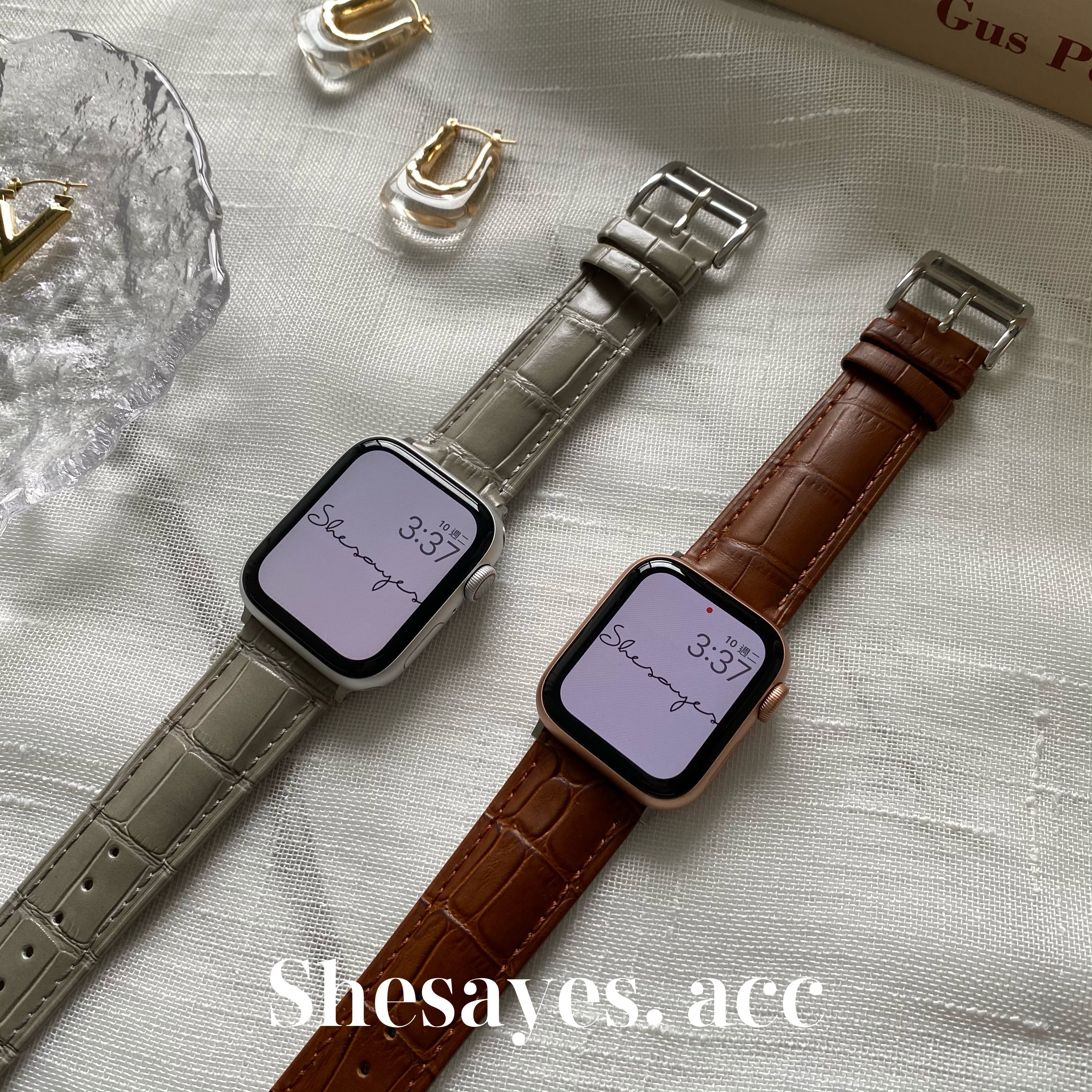 APPLE WATCH鱷魚紋皮革錶帶[四色]