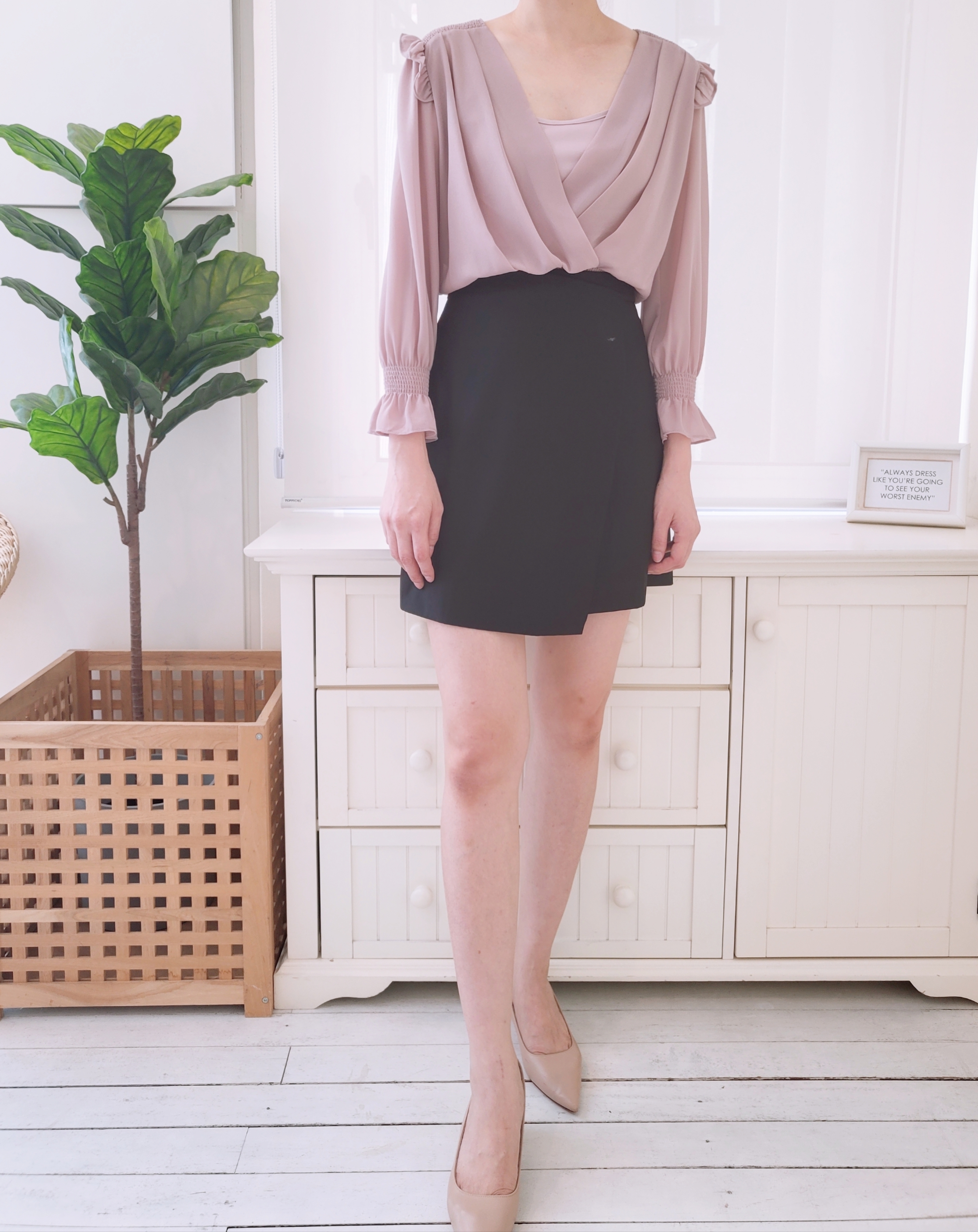 SOLID HIGH WAISTED WRAP SKIRT