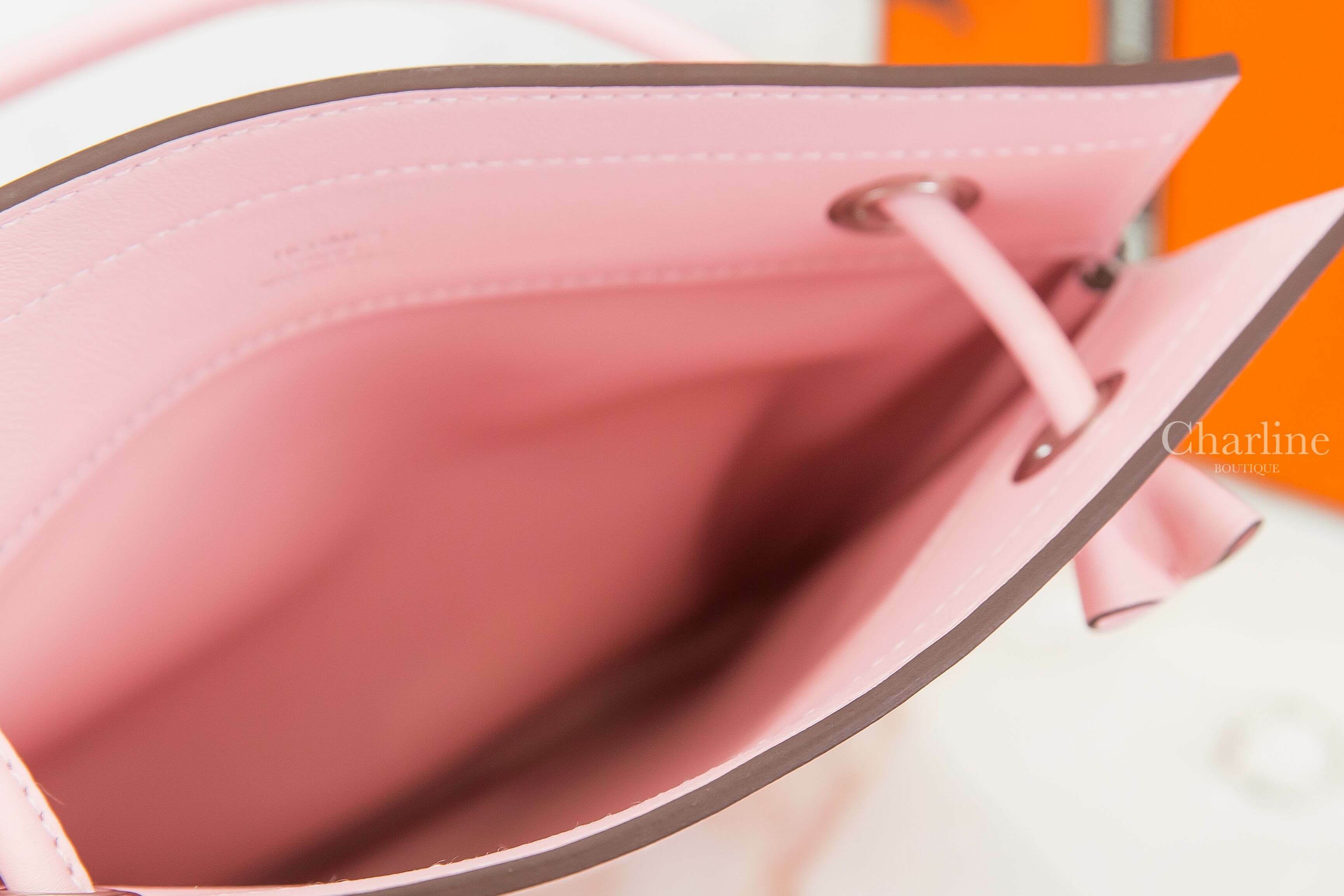 Hermès Aline Mini Long Strap Agneau Milo / Veau Swift 3Q Rose Sakura Z刻櫻花粉肩背包-Charline Boutique 精品代購