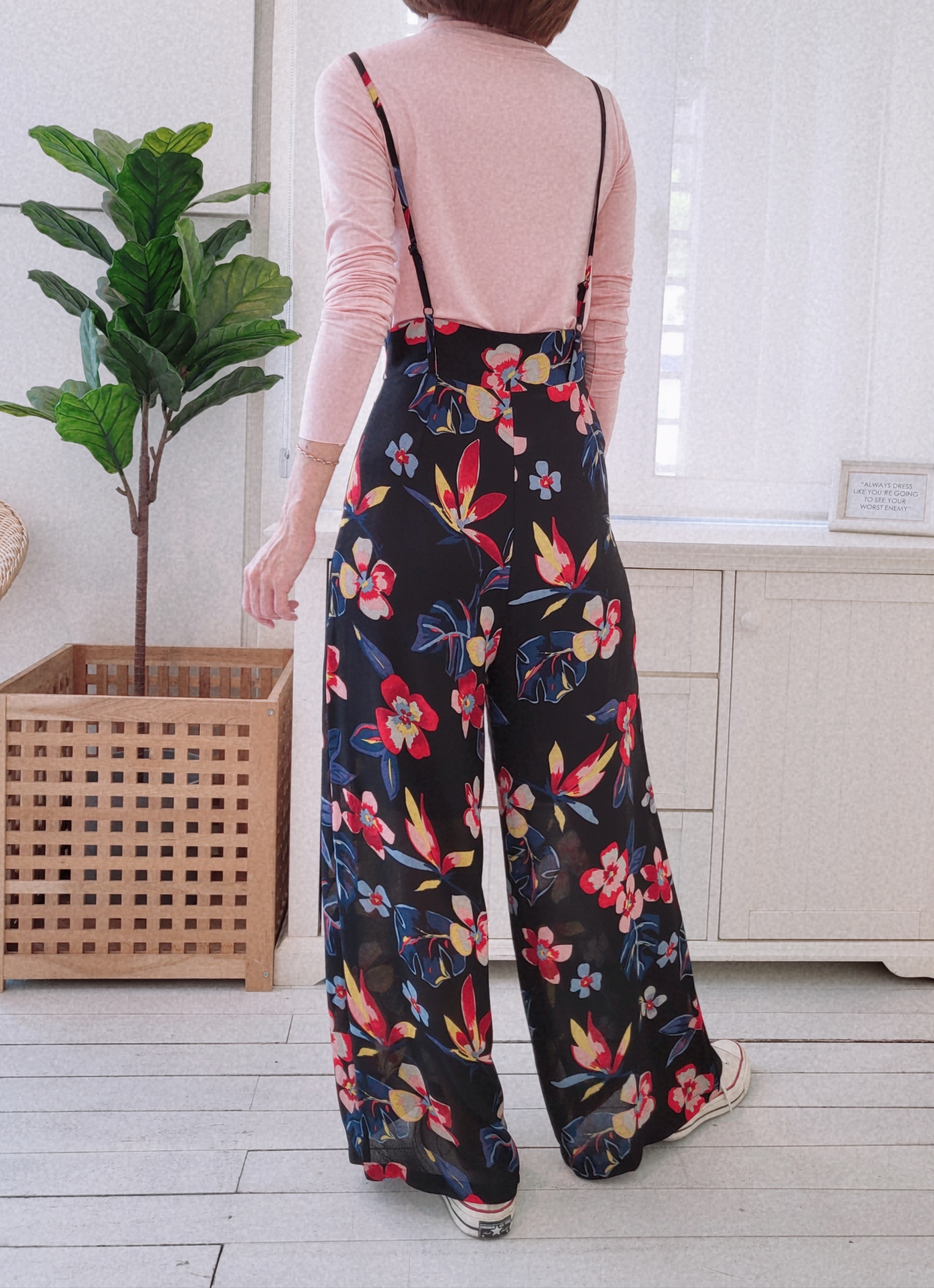FLORAL CHIFFON SUSPENDER PANT (EXCLUDED TOP)