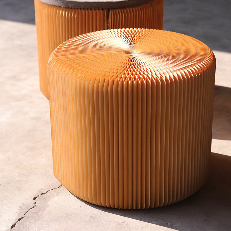 台灣 洛陽紙櫃｜Earth Tiny Stool 蜂巢小凳 淺牛皮