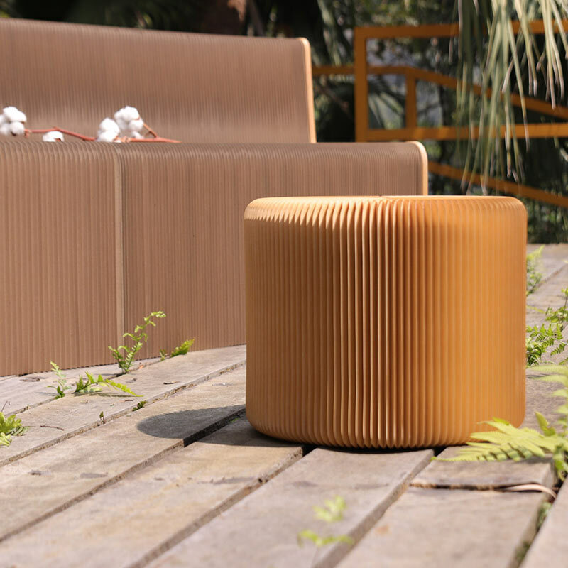 台灣 洛陽紙櫃｜Earth Tiny Stool 蜂巢小凳 淺牛皮