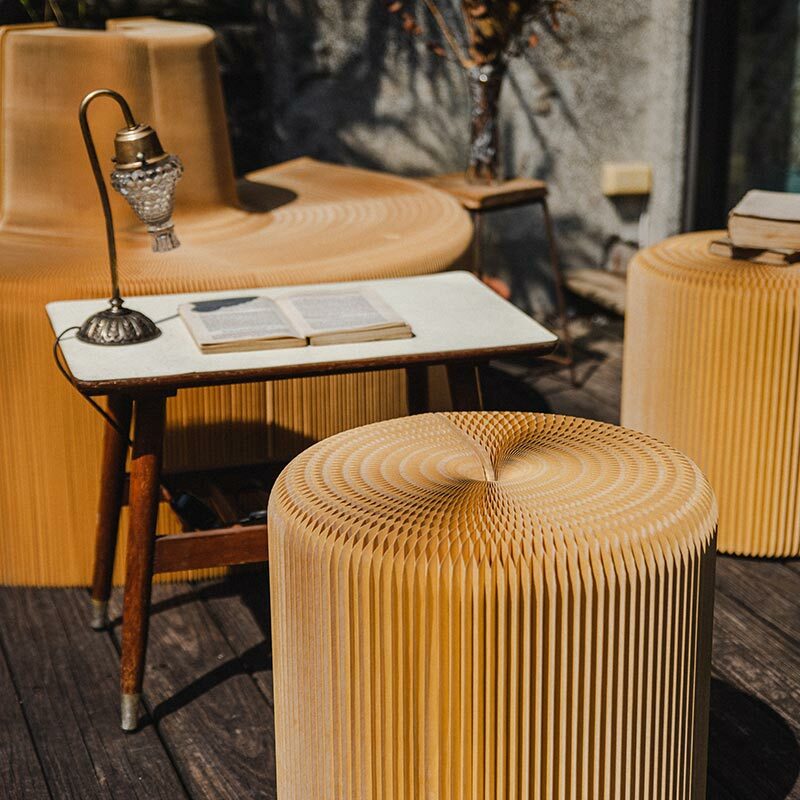 台灣 洛陽紙櫃｜Earth Stool 蜂巢凳 淺牛皮